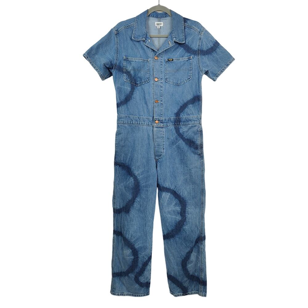 Wrangler Tie Dye Boiler Suit Womens Small Blue Coveralls FREEPEOPLE